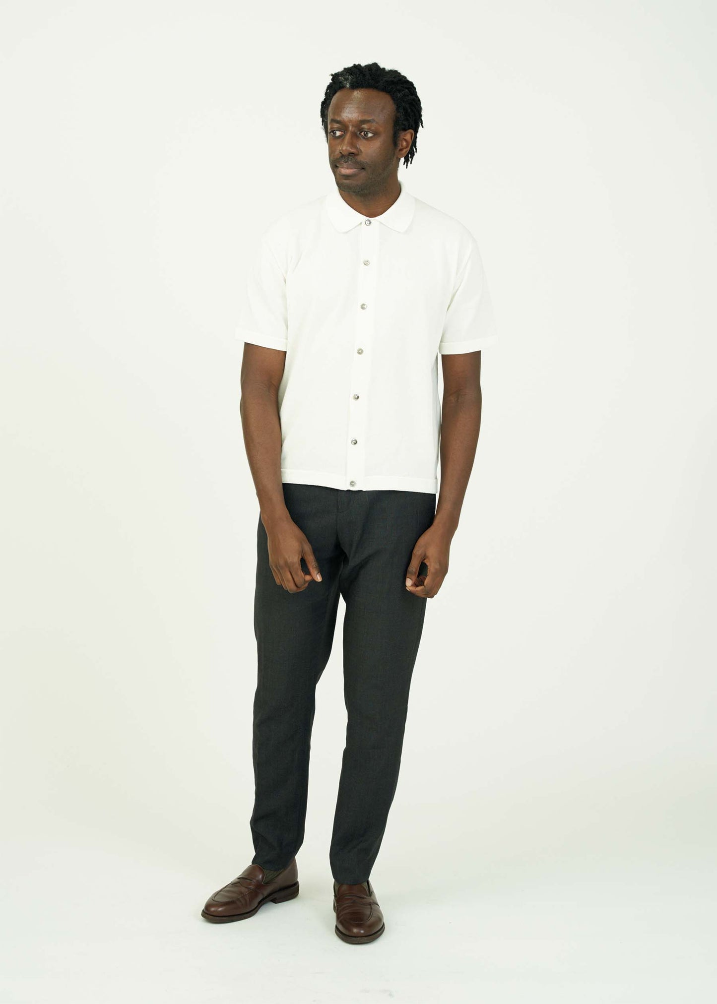 ICE COTTON OPEN COLLAR SHIRT