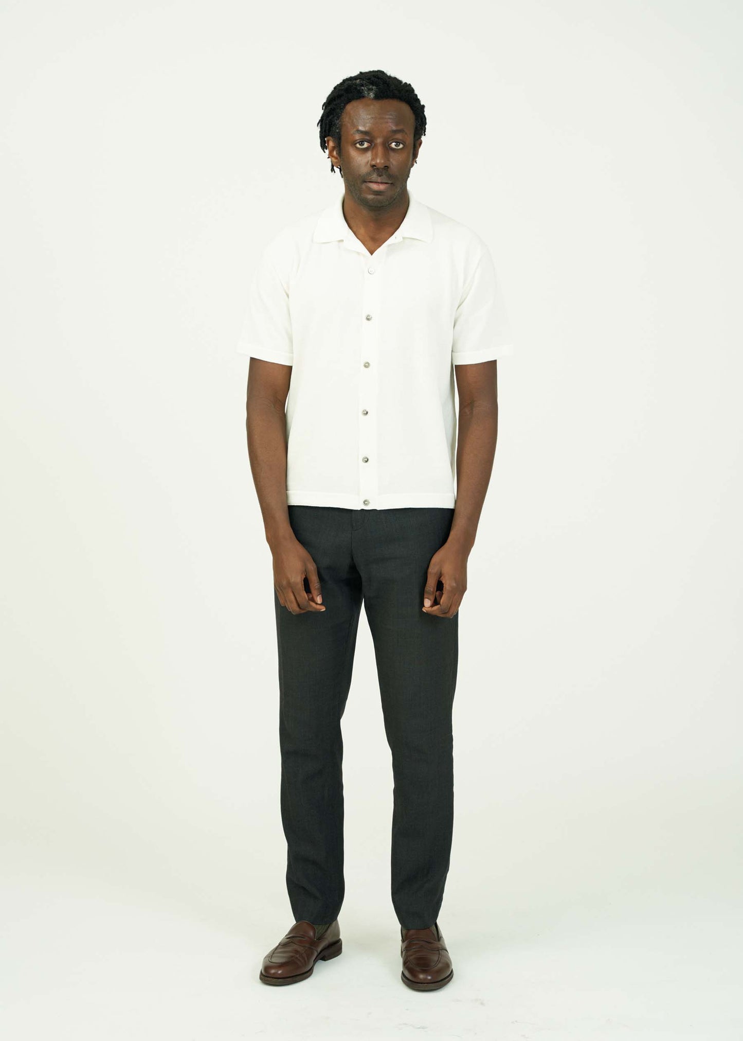 ICE COTTON OPEN COLLAR SHIRT