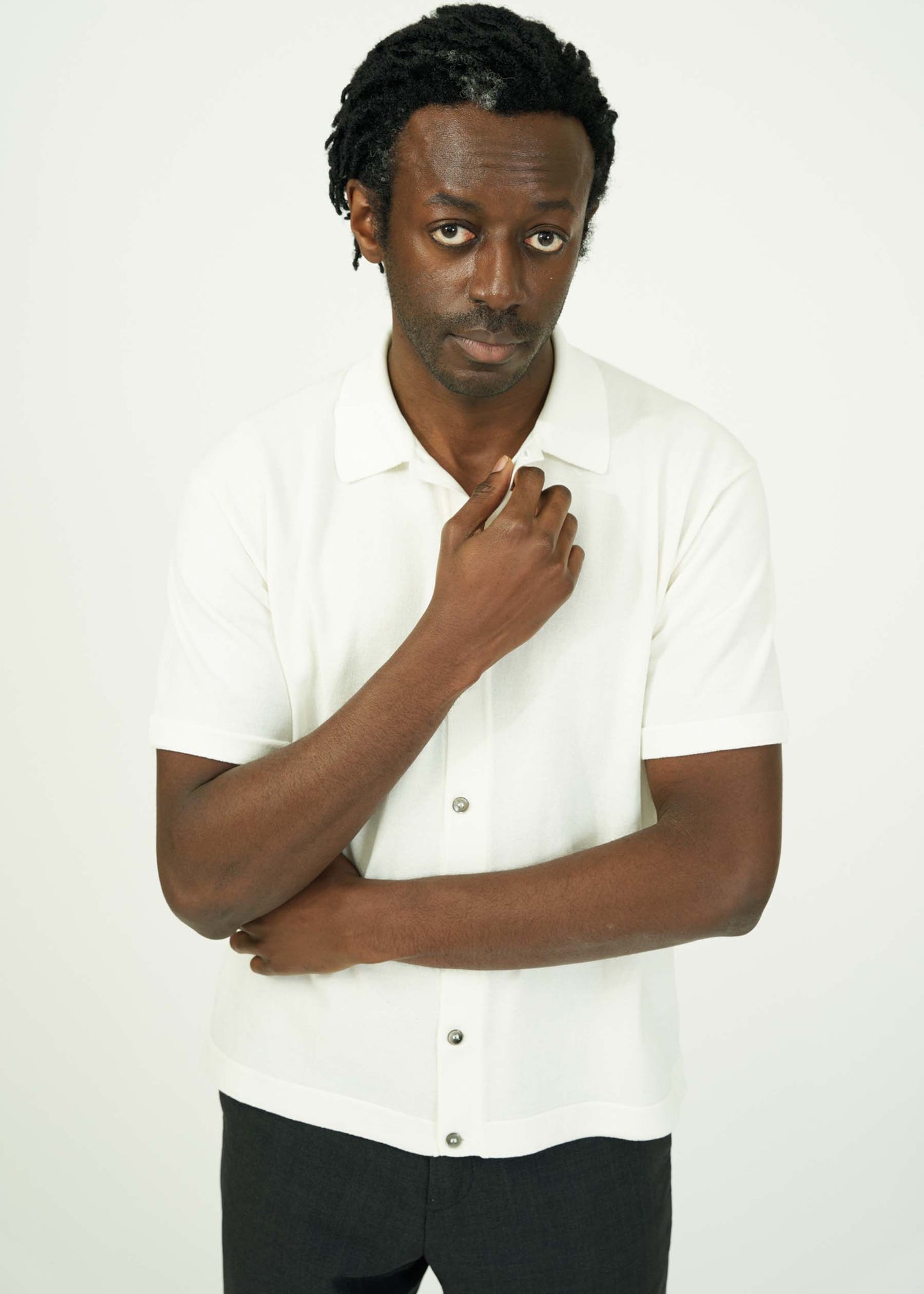 ICE COTTON OPEN COLLAR SHIRT