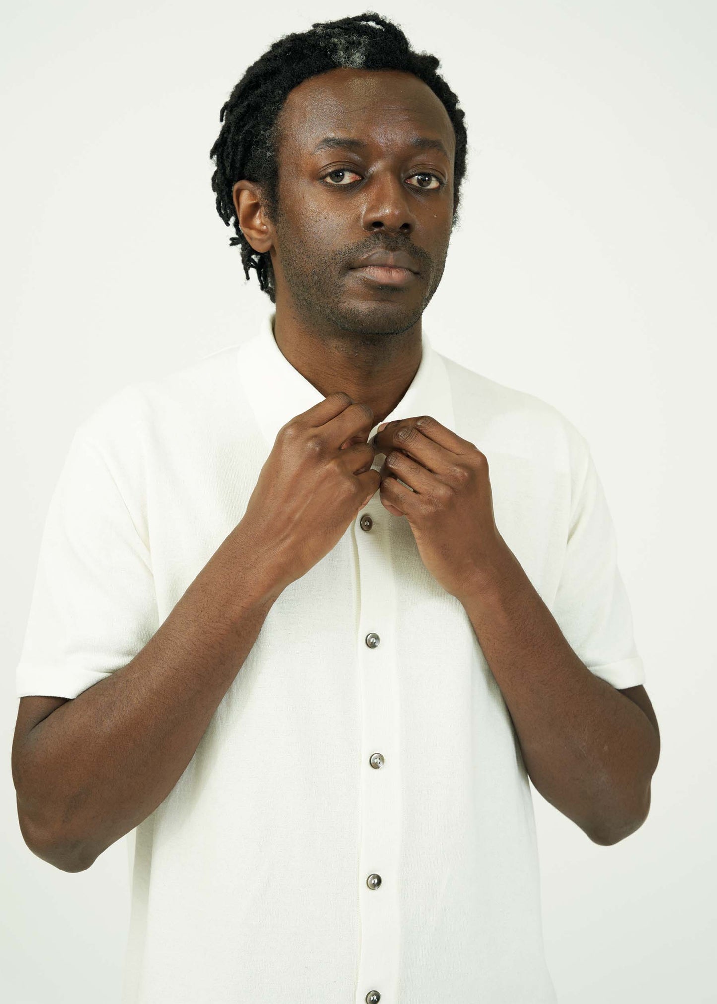ICE COTTON OPEN COLLAR SHIRT