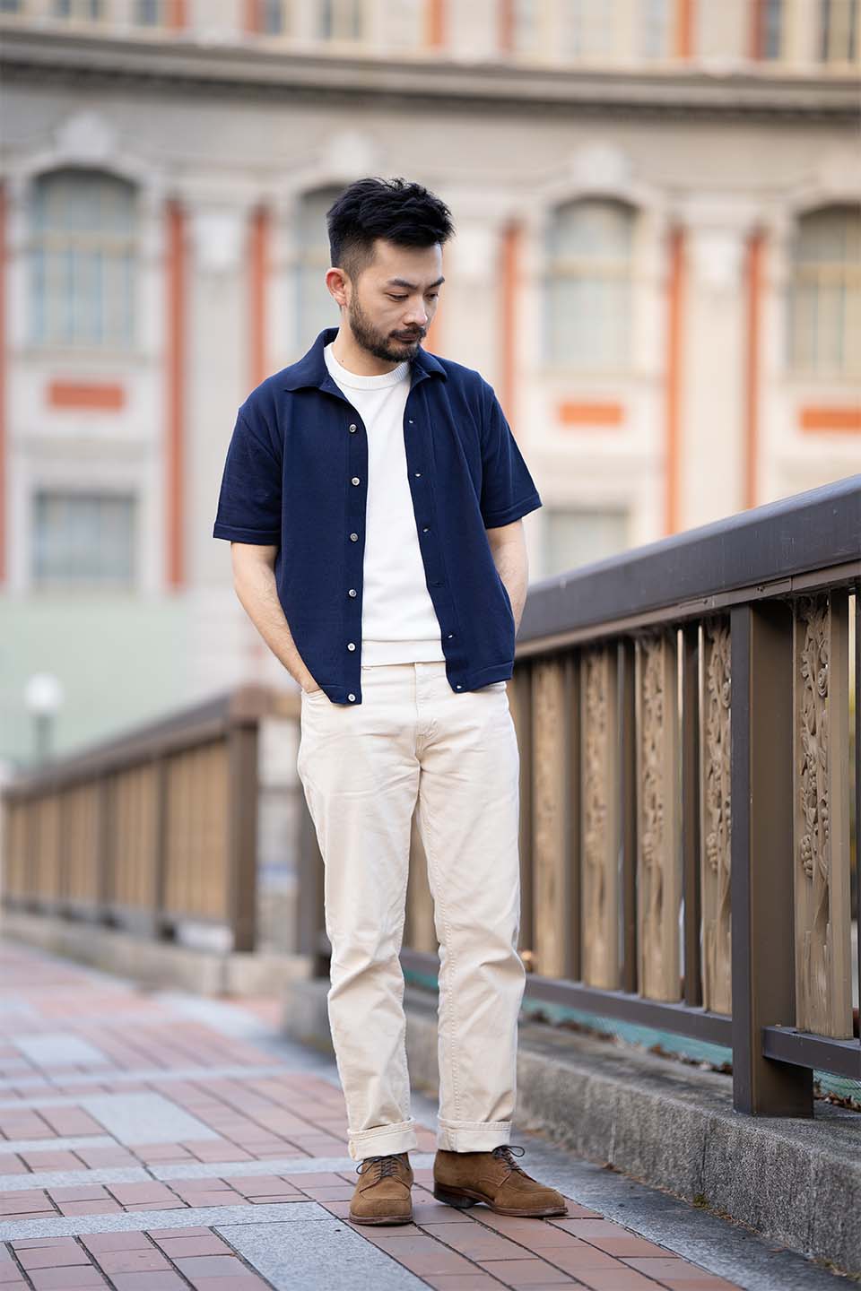 ICE COTTON OPEN COLLAR SHIRT