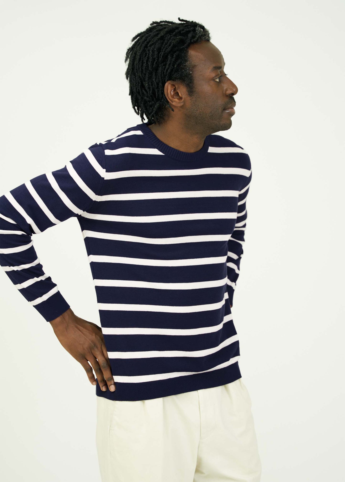ICE COTTON BORDER LONG CREWNECK