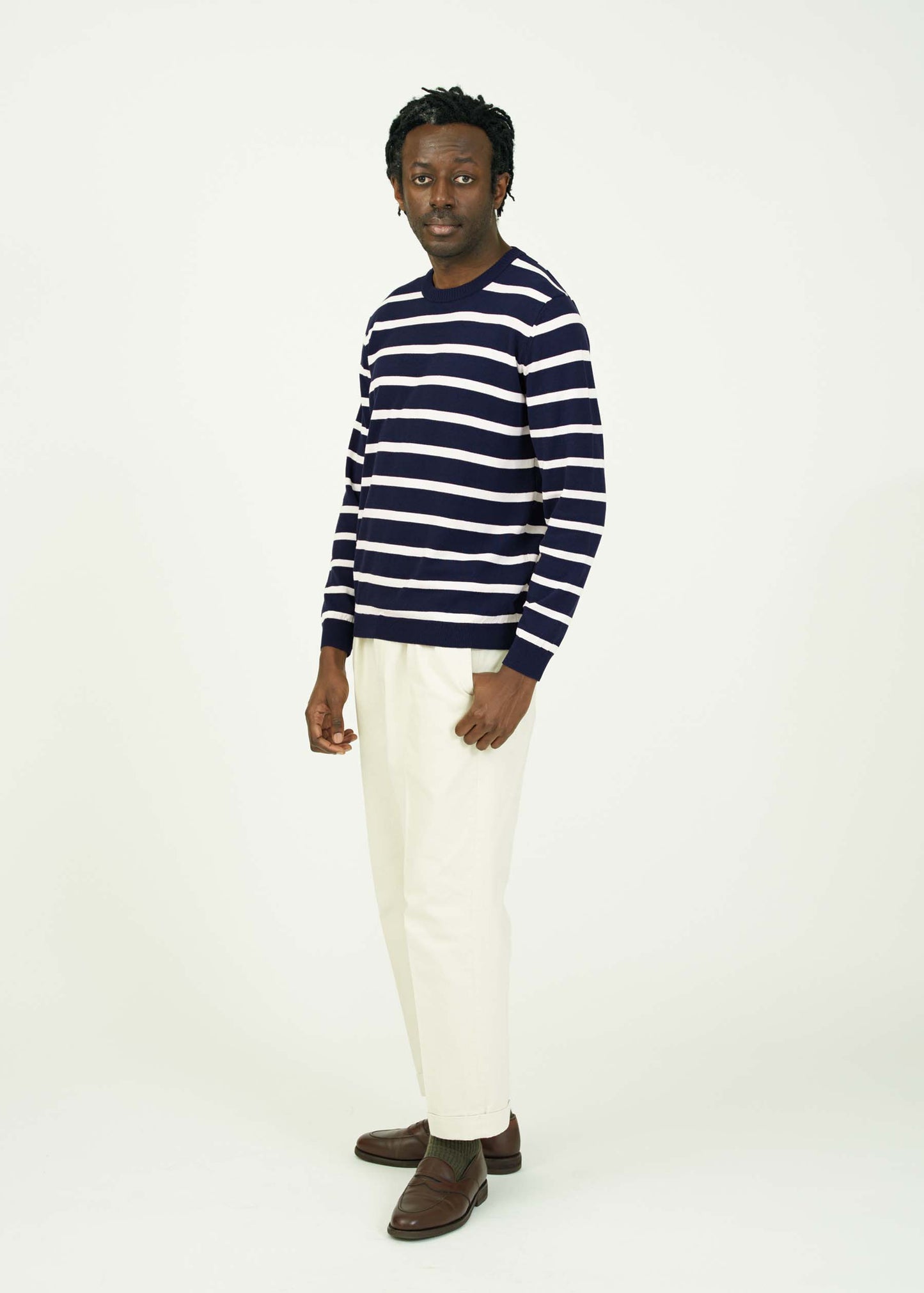 ICE COTTON BORDER LONG CREWNECK