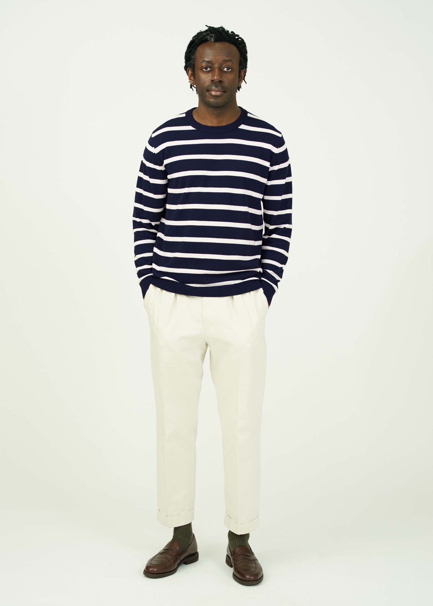 ICE COTTON BORDER LONG CREWNECK
