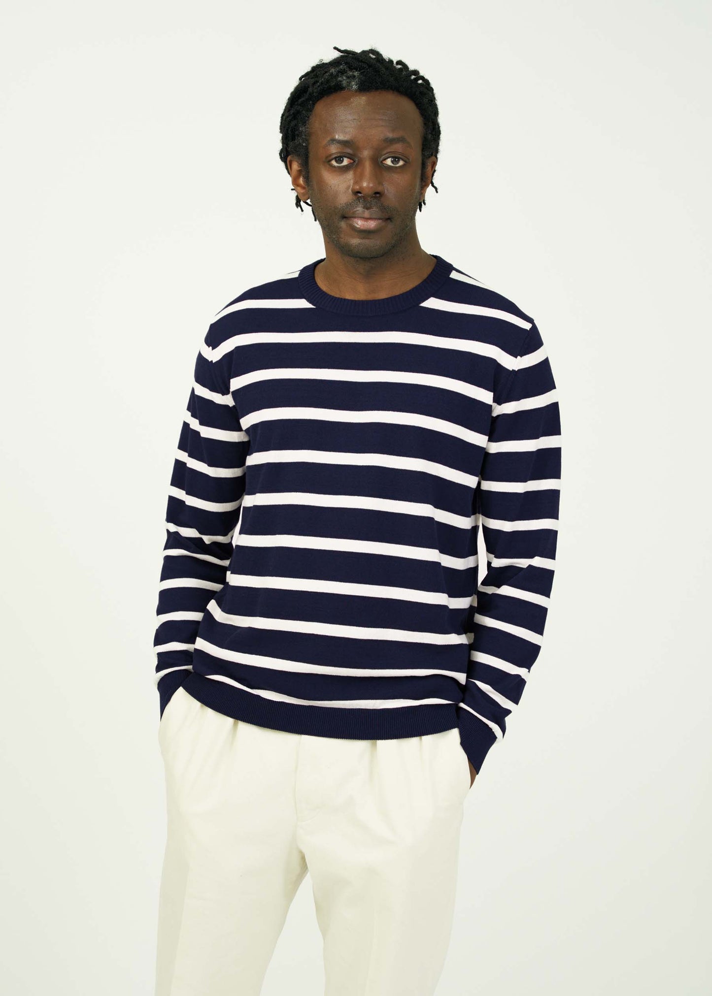 ICE COTTON BORDER LONG CREWNECK