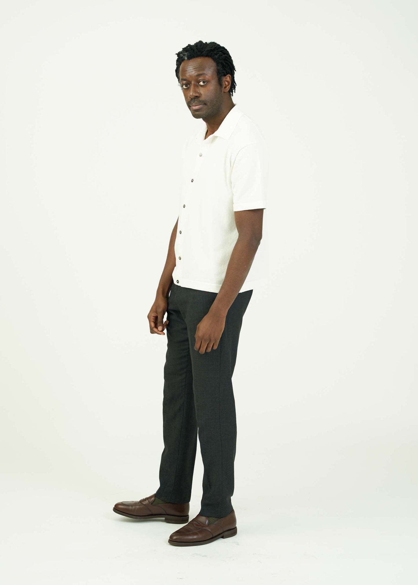 ICE COTTON OPEN COLLAR SHIRT